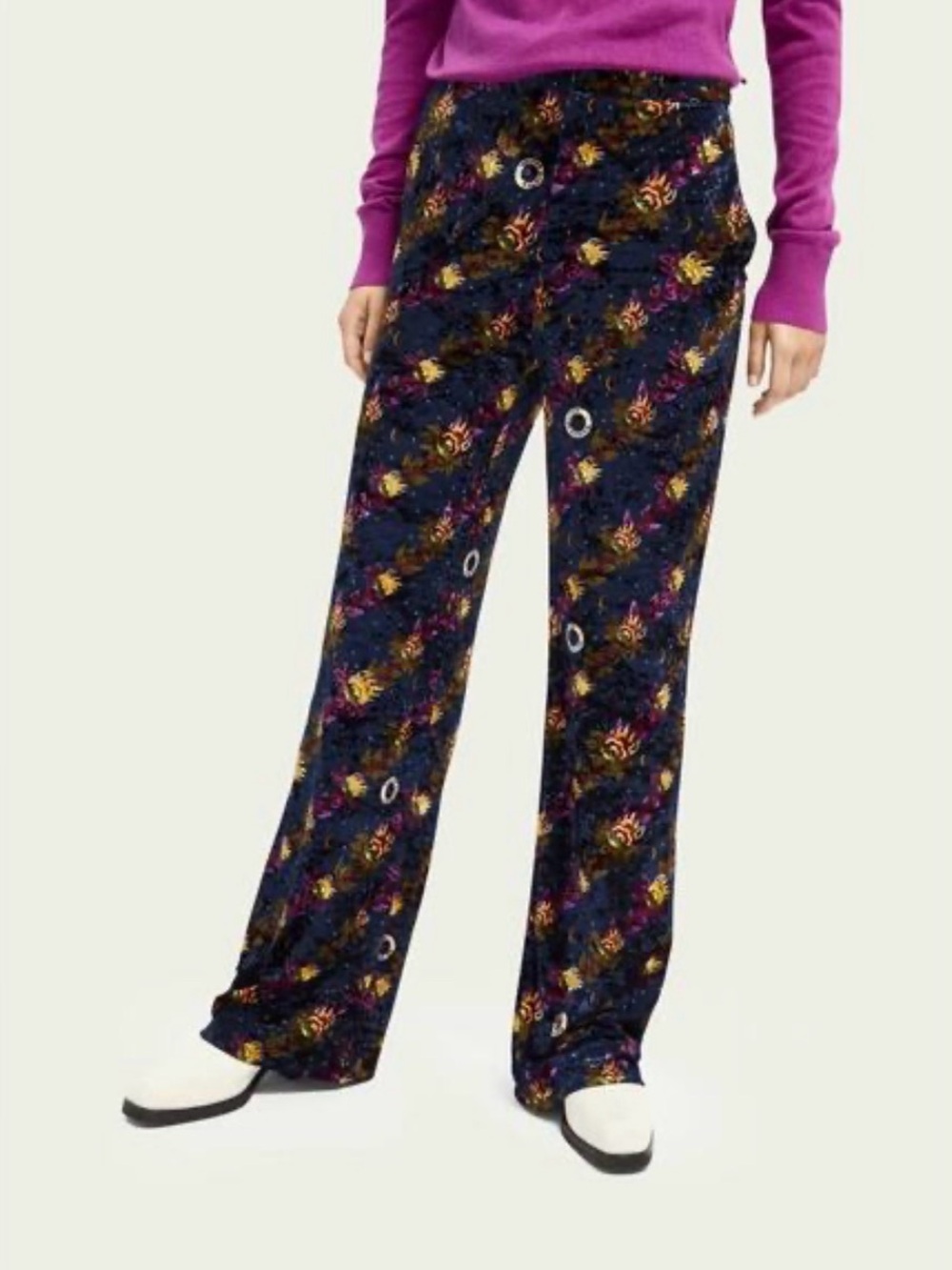 Tailored Wide-Leg Printed Pants - Multicolor